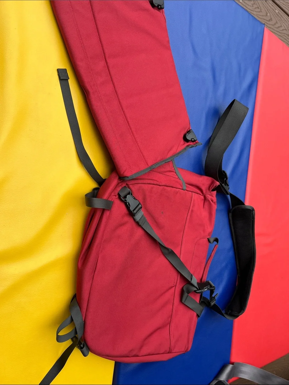 Patagonia Red Messenger Bag with laptop sleeve
